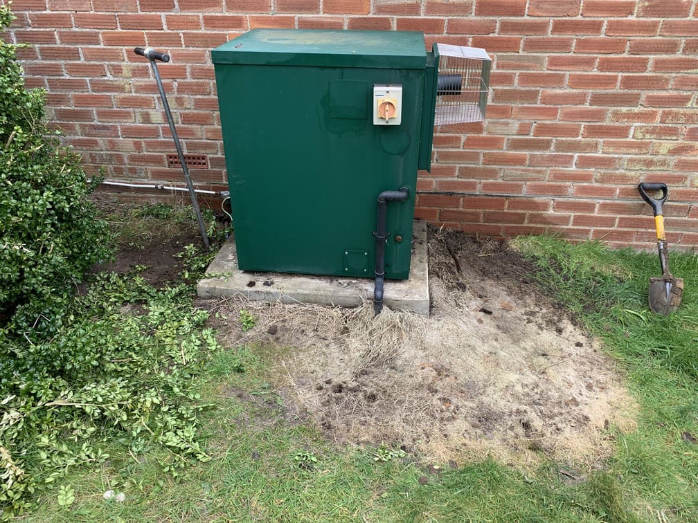 Photo of domestic heating oil spill - before photo