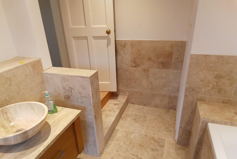 The home’s completed bathroom reinstatement following internal domestic oil spill clean up and remediation works by CTSL Spill Specialists, featuring like-for-like installation of tiles, bathroom suite, fixtures and fittings