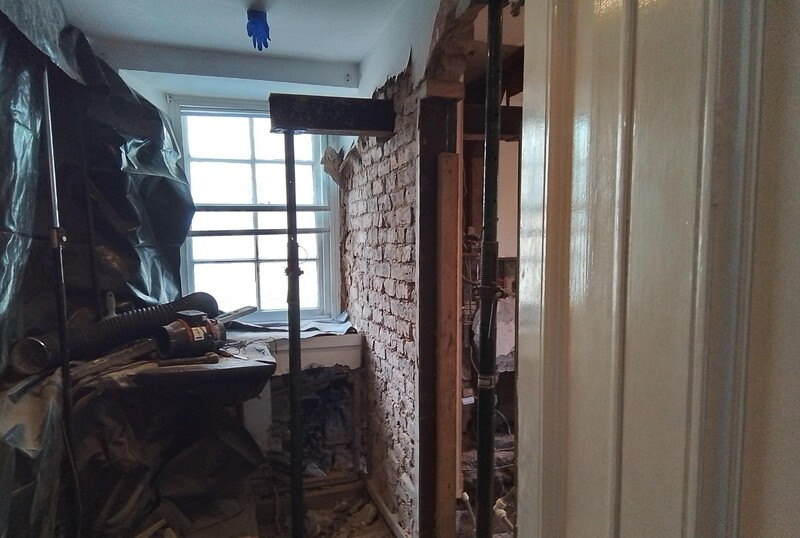 As our Scotland-based team worked through the home’s structures during remediation of an internal kerosene spill, a disused fireplace was taken down, the wall supported & rebuilt following removal of contaminated material
