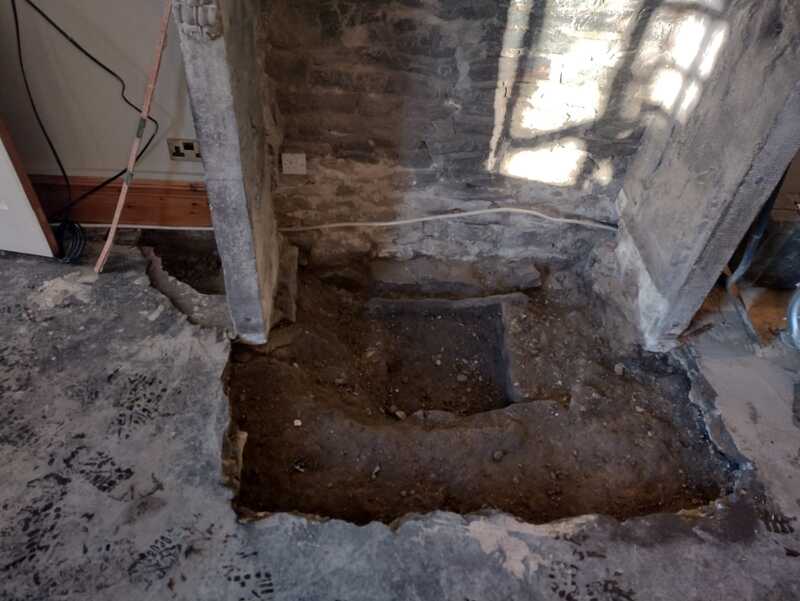 The extent of the internal fuel spill is shown here, following completion of the removal of impacted materials from the period fireplace at this Lancashire property by CTSL Spill Specialists